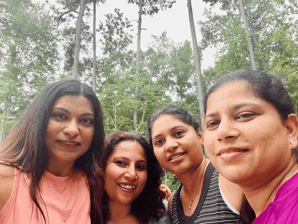 Group of happy clients outdoors